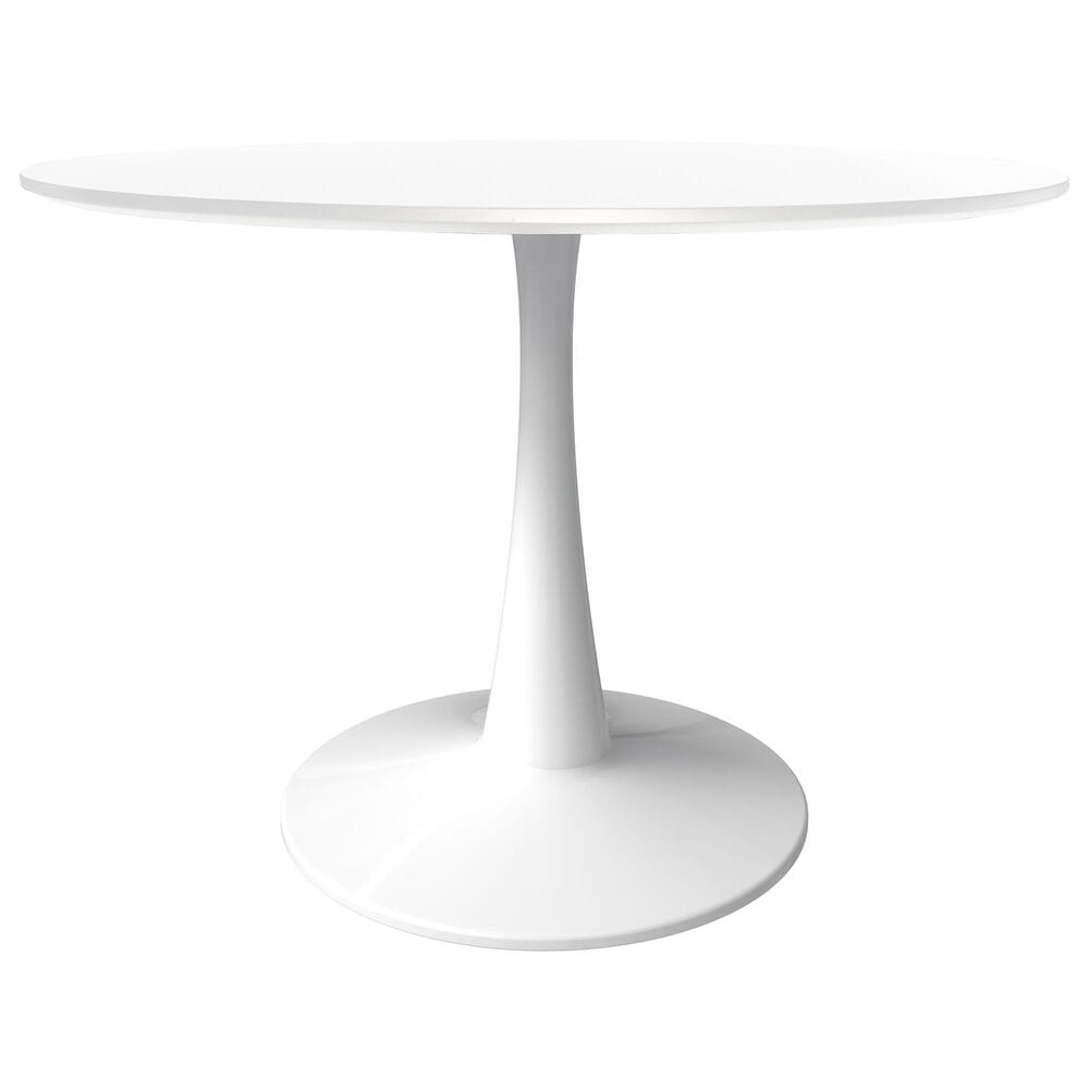 Leisuremod Bristol 40&quot; Round Dining Table with MDF Top in White - Table Only, , large