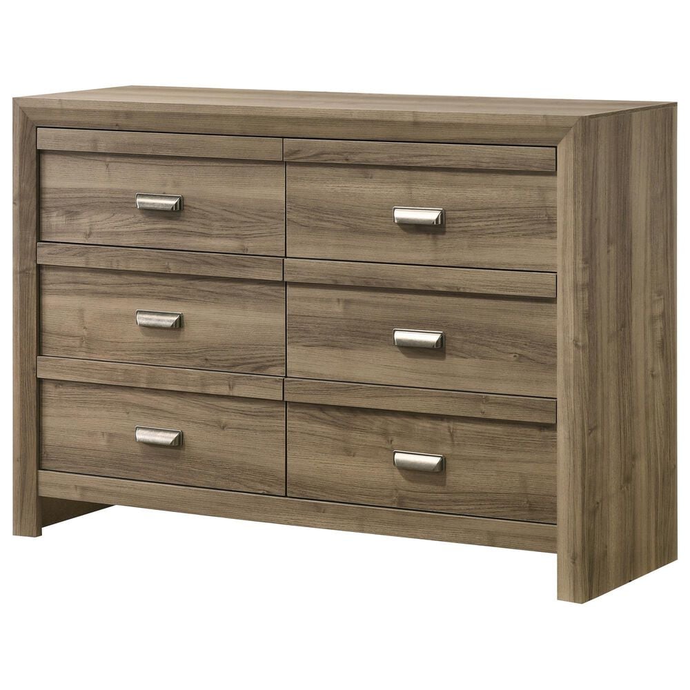 Crown Mark Valor 6-Drawer Dresser in Light Brown, , large