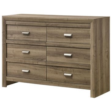 Crown Mark Valor 6-Drawer Dresser in Light Brown, , large