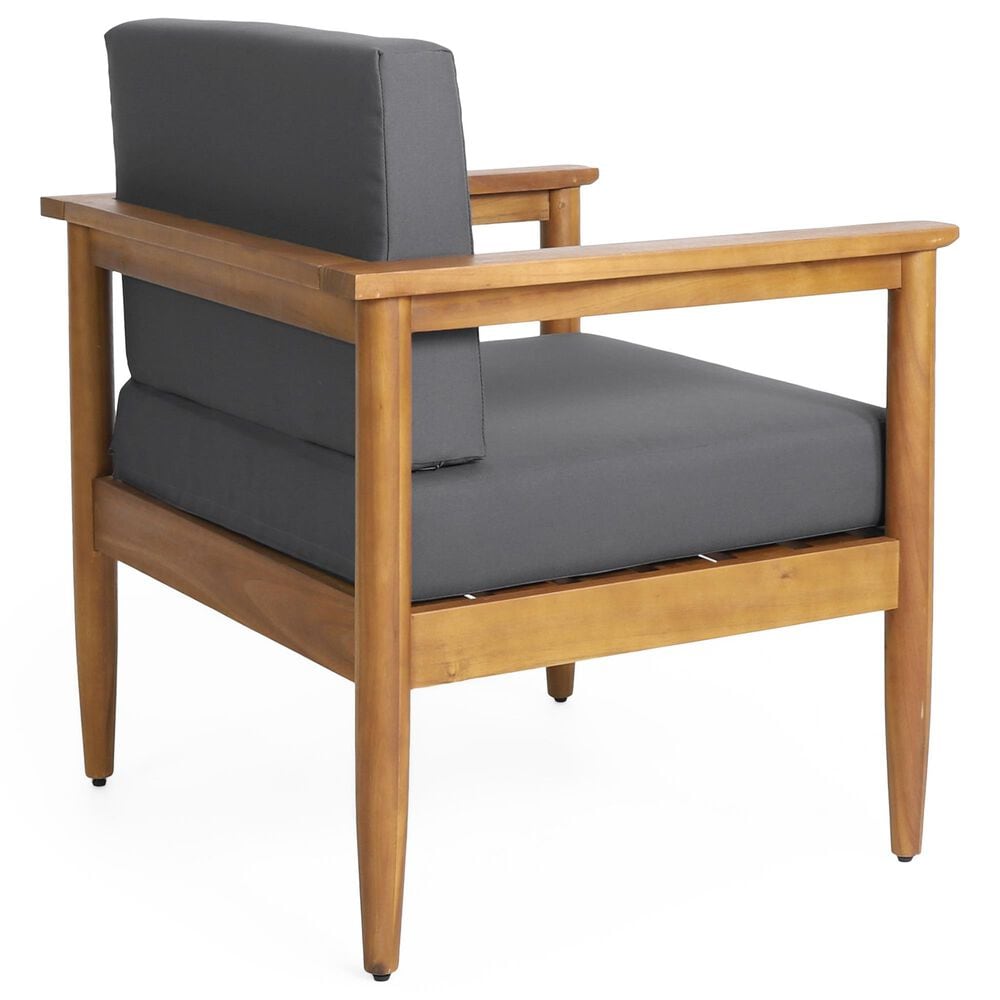 Hearth and Haven Gavin Outdoor Armchair with Cushions in Dark Gray, , large