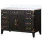 Lexora Home Laurel 48" Single Bathroom Vanity in Black Oak with White Cultured Marble Top and Rectangular Sink, , large