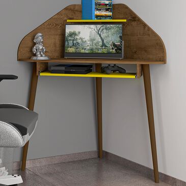 Dayton Bradley Corner Desk in Rustic Brown/Yellow, , large