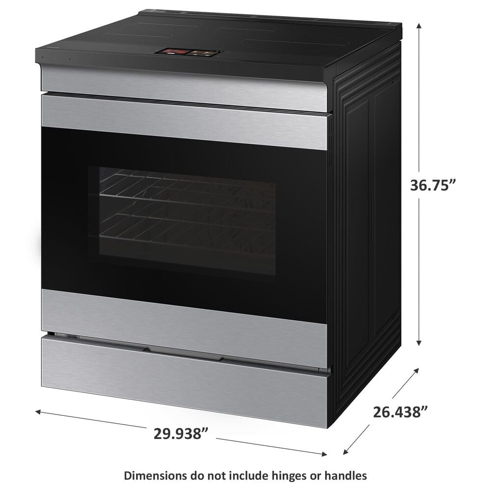Samsung Bespoke Bespoke 6.3 Cu. Ft. Smart Slide-In Induction Range with AI Hub in Stainless Steel, , large