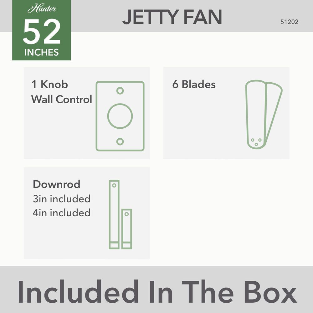Hunter Jetty 52&quot; Outdoor Ceiling Fan in Matte Black, , large