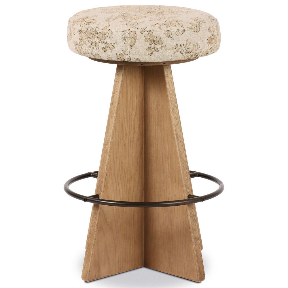 Four Hands Damon Swivel Counter Stool in Washed Natural Oak and Oxidized Grey, , large
