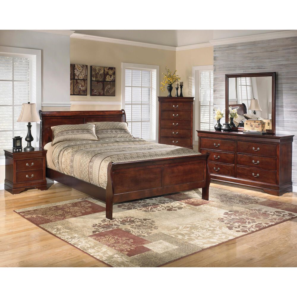 Ashley Alisdair Queen Sleigh Bed in Dark Brown, , large