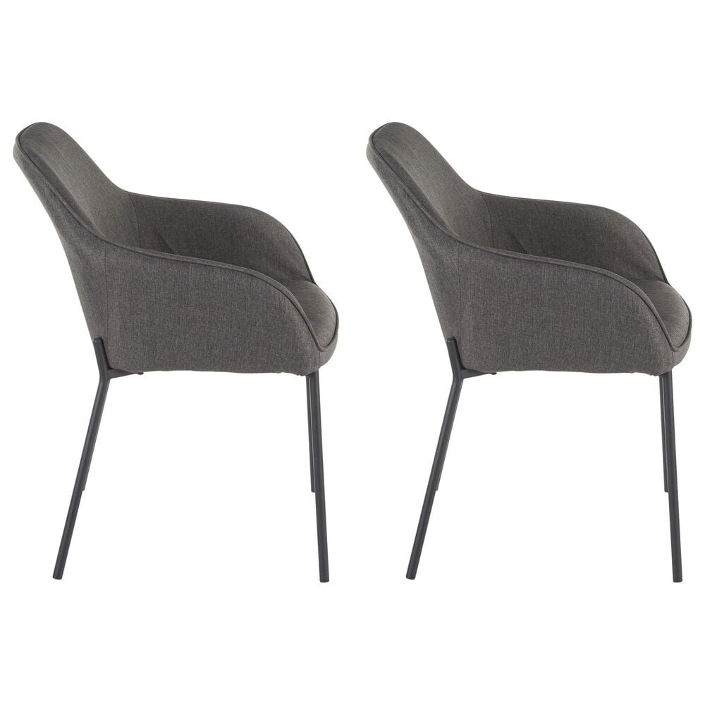LumiSource Daniella Arm Chair with Charcoal Cushion in Black (Set of 2), , large