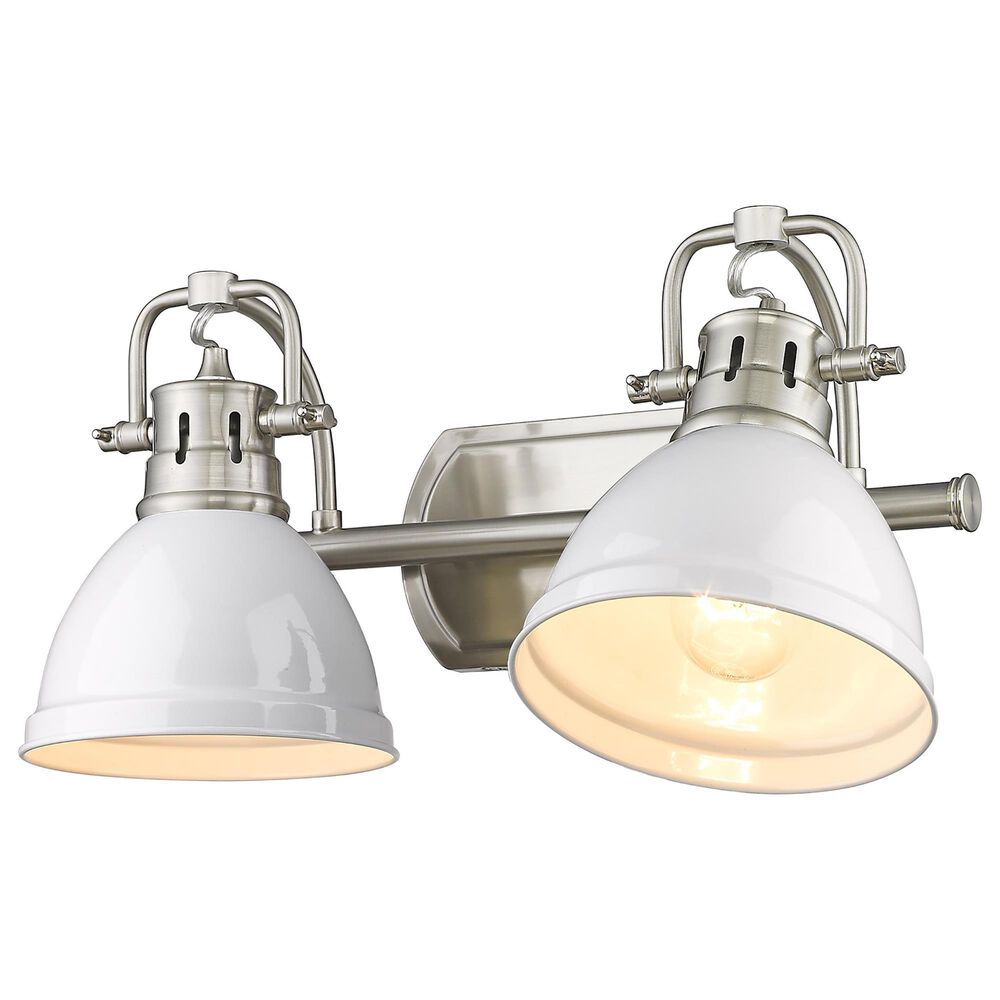 Golden Lighting Duncan 2-Light Bath Vanity in Pewter and Glossy White, , large