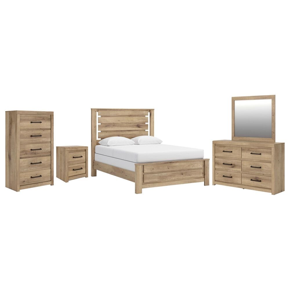Ashley Brozmont 5 Piece Queen Panel Bedroom Set in Natural Brown, , large