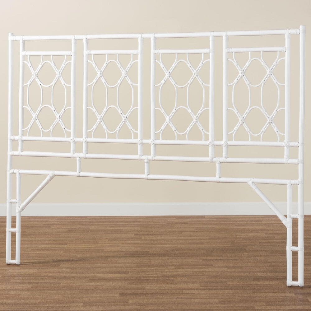 Baxton Studio Sampson King Standalone Headboard in White, , large