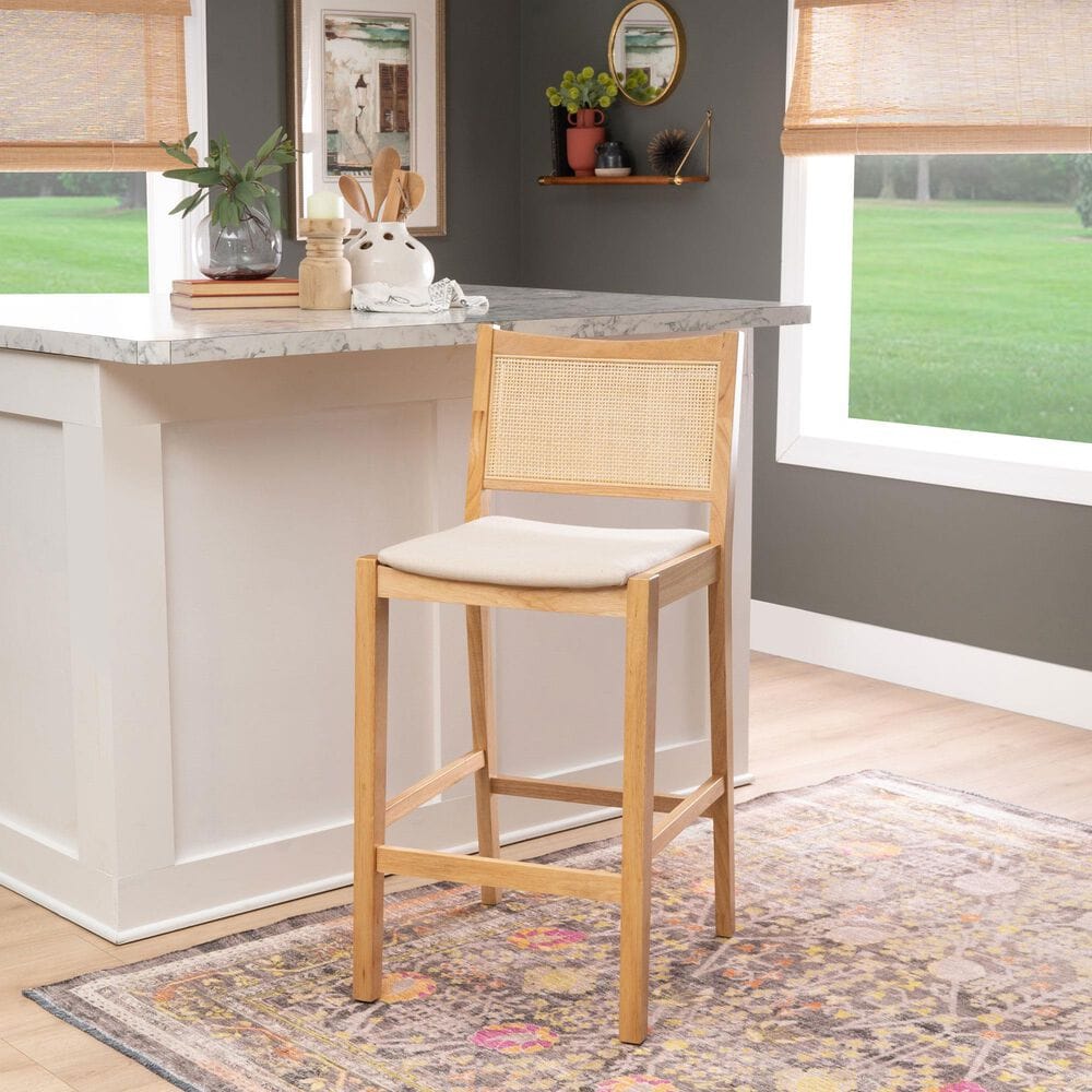 Linon Home Decor Bauer Barstool in Natural (Set of 2), , large