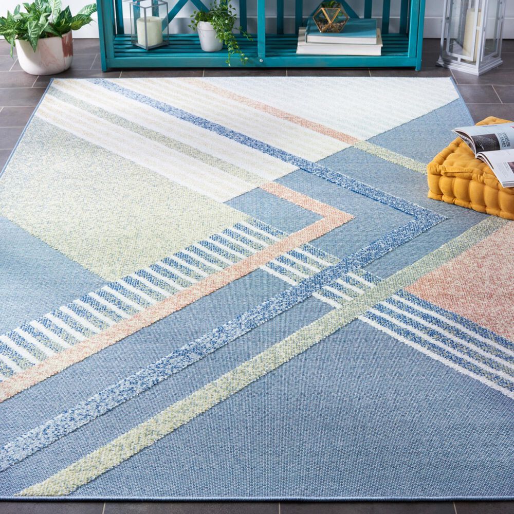 Safavieh Sarasota 4&#39;5&quot; x 6&#39;5&quot; Blue and Light Green Indoor/Outdoor Area Rug, , large