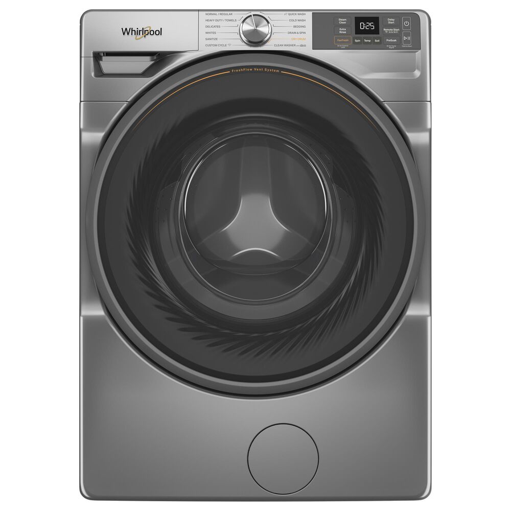 Whirlpool 4.5 Cu. Ft. Smart Front Load Washer and 7.4 Cu. Ft. Smart Gas Dryer Laundry Pair in Radiant Silver, , large