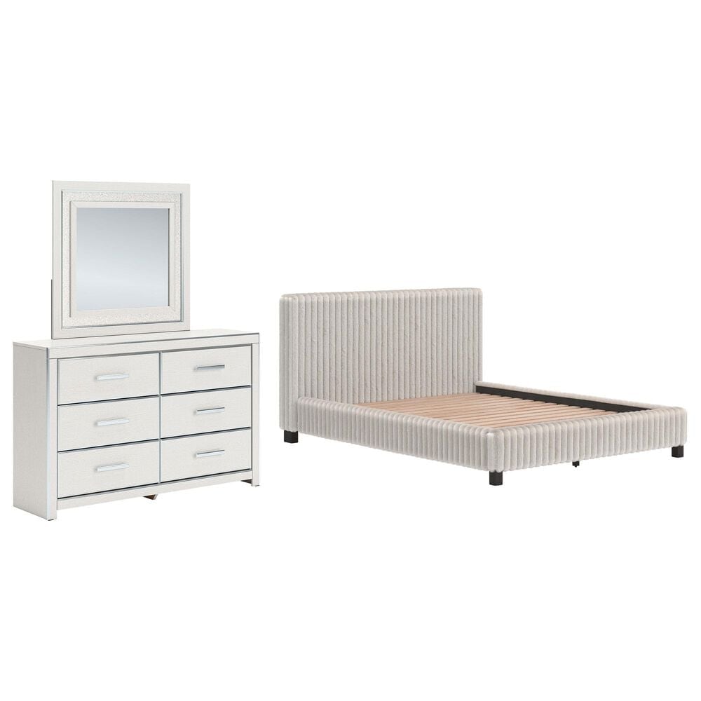 Ashley Zuraleus 3-Piece Queen Upholstered Platform Bedroom Set in Matte White, , large