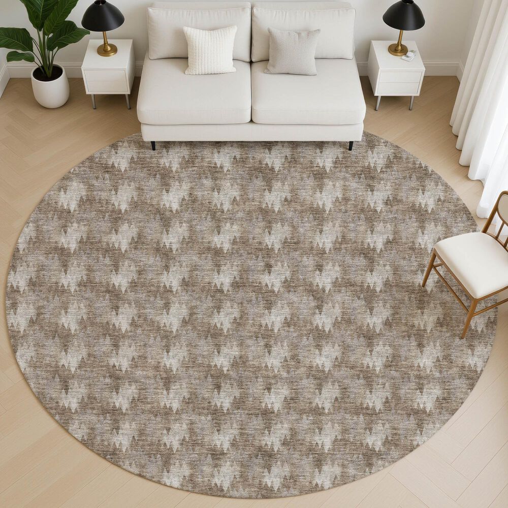 Dalyn Rug Company Soft Essentials Chevron Mocha 8' Round Area Rug, , large