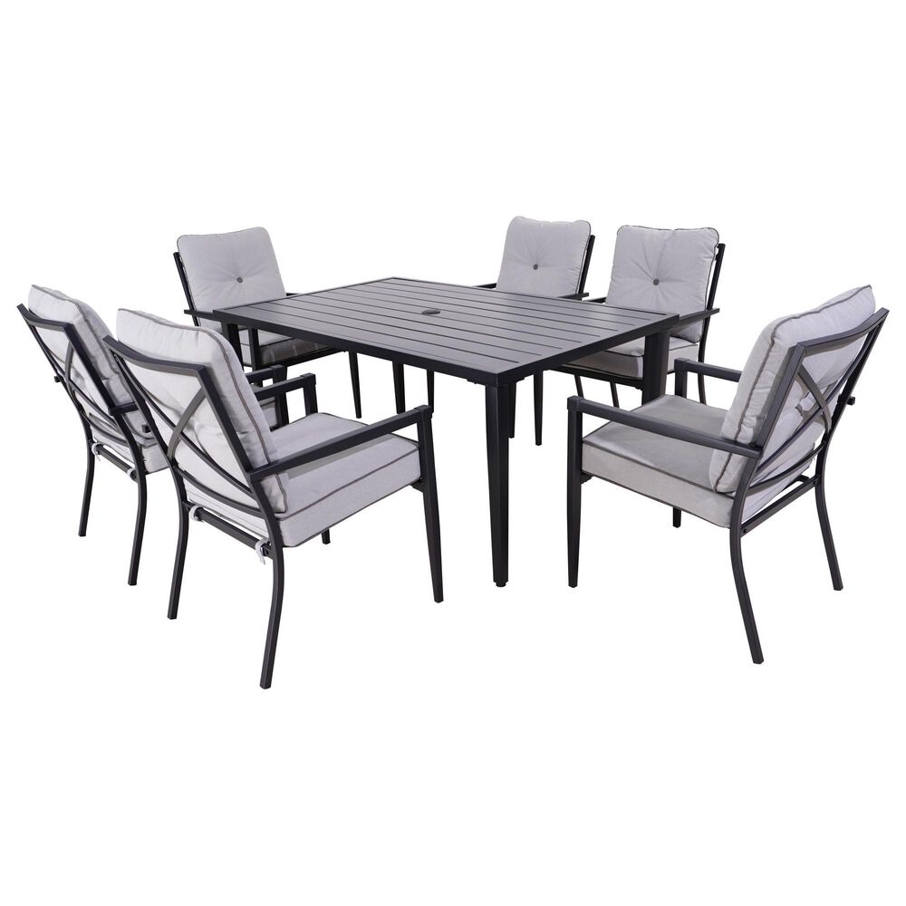 Global Note Collections Raleigh 7-Piece Patio Dining Set in Charcoal and Smoke Grey, , large