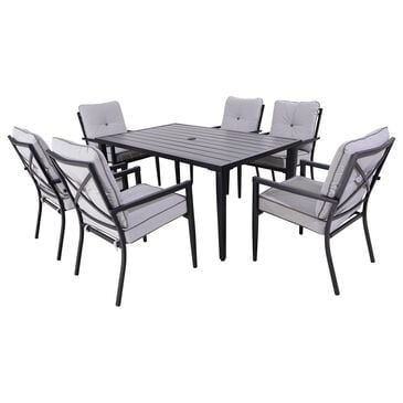 Global Note Collections Raleigh 7-Piece Patio Dining Set in Charcoal and Smoke Grey, , large