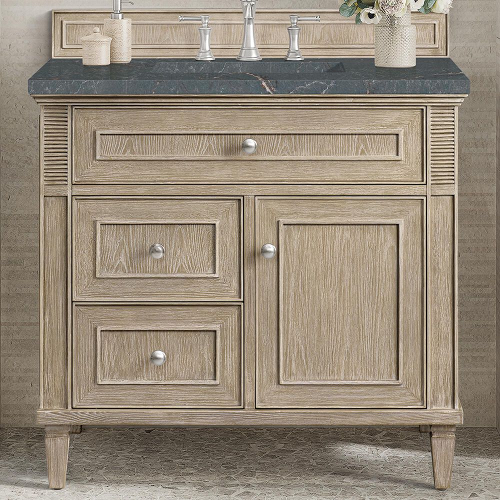 James Martin Vanities Lorelai 36&quot; Single Vanity in Whitewashed Oak with 3 cm Parisien Bleu Quartz Top, , large