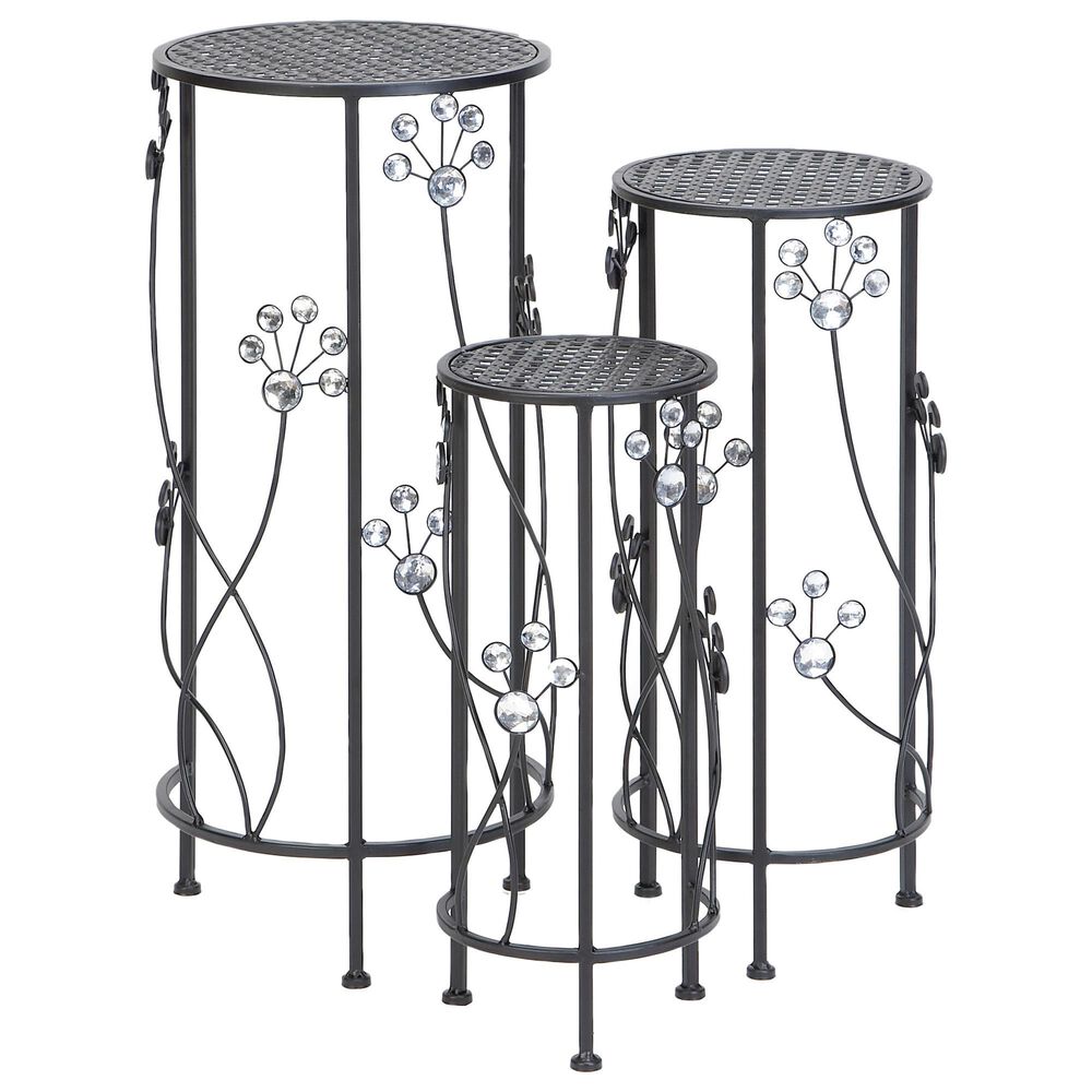 Maple and Jade Traditional Metal Plant Stand in Black and Clear - Set of 3, , large