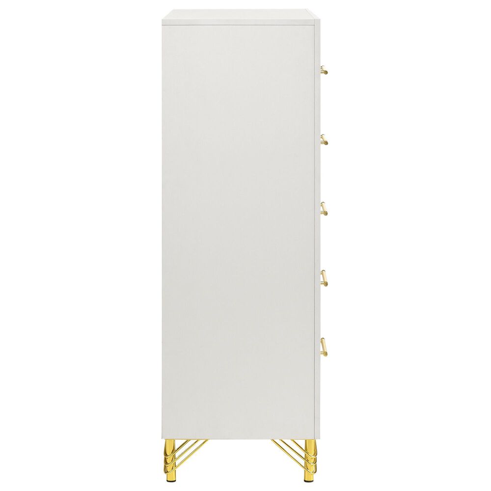 Pacific Landing Lucia 5-Drawer Chest in White and Gold, , large
