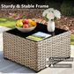 HOMLUX Outdoor Wicker Square Coffee Table with Umbrella Hole in Brown, , large
