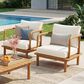 Hearth and Haven Canape Outdoor Club Chair with Curved Arms and Cushions in Cream (Set of 2), , large