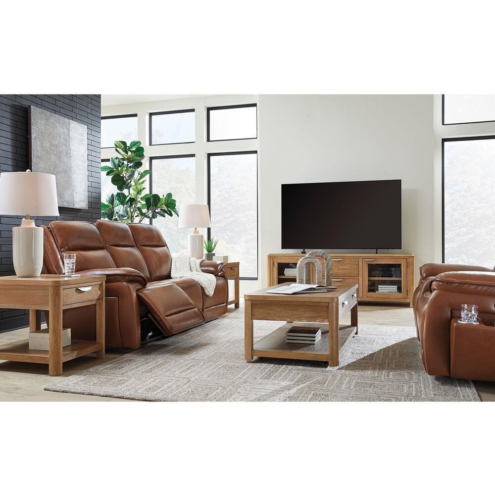 Ashley Healy Pier Power Reclining Sofa in Chocolate, , large