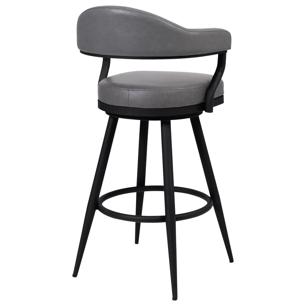 Blue River Amador 26&quot; Counter Stool with Vintage Gray Cushion in Black Powder Coated, , large