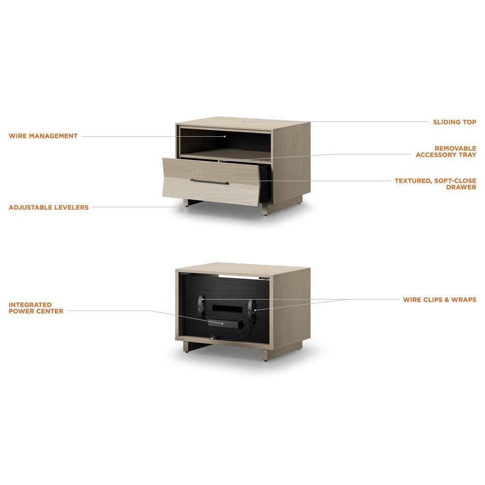 BDI Kava 28&quot; 1-Drawer Nightstand in Washed Oak with Outlets and USB Ports, , large