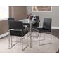 Lumisource Fuji Side Chair with Black Faux Leather Cushion in Brushed Stainless Steel (Set of 2), , large
