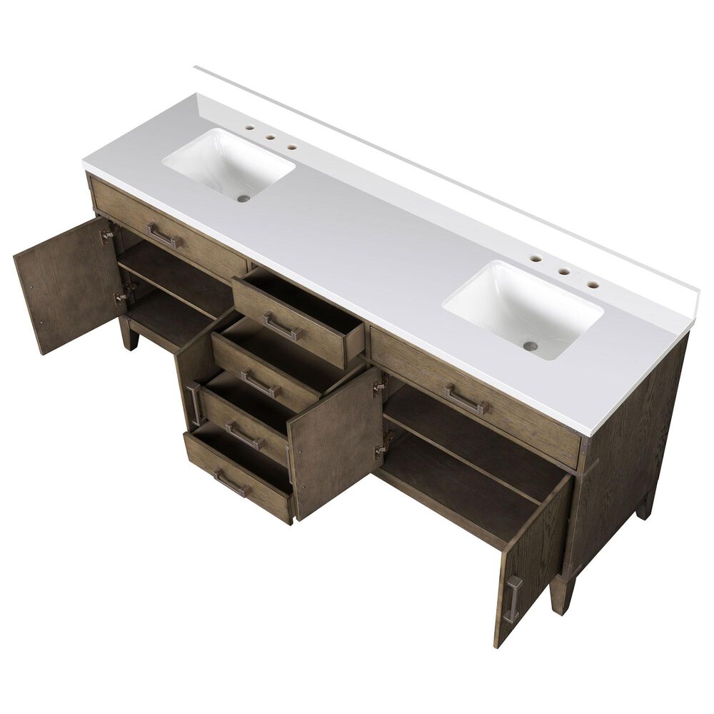 Lexora Home Laurel 80&quot; Double Bathroom Vanity in Grey Oak with White Quartz Top and Rectangular Sinks, , large