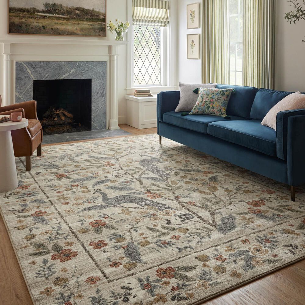 Rifle Paper Co Laurel Peacock Garden 7&#39;10&quot; x 10&#39; Cream Area Rug, , large
