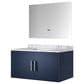 Lexora Home Geneva 36" Single Bathroom Vanity in Glossy White with 2 cm White Carrara Marble Top, Rectangular Sink and 36" LED Mirror, , large