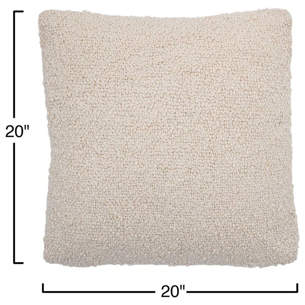 Teak Interiors 20&quot; x 20&quot; Woven Cotton Boucle Throw Pillow in Cream, , large