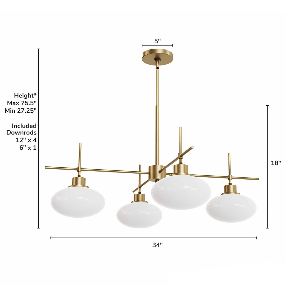 Hunter Getty Jasmine Roth 4-Light Chandelier in Luxe Gold, , large