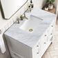 James Martin Vanities Breckenridge 36" Single Bathroom Vanity in Bright White with 3 cm Carrara White Marble Top and Rectangular Sink, , large