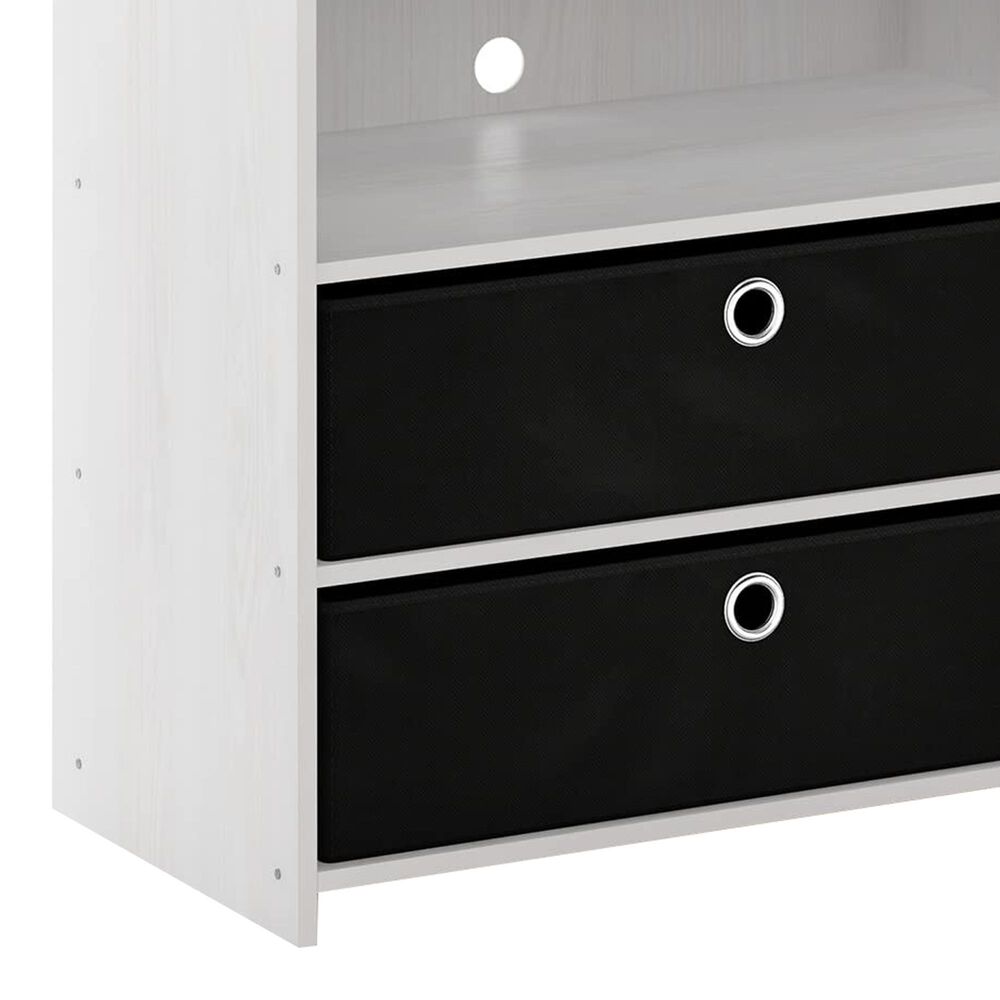 HOMLUX 46.6" Simple Design TV Stand with Bins in White Oak, Stainless Steel and Black, , large