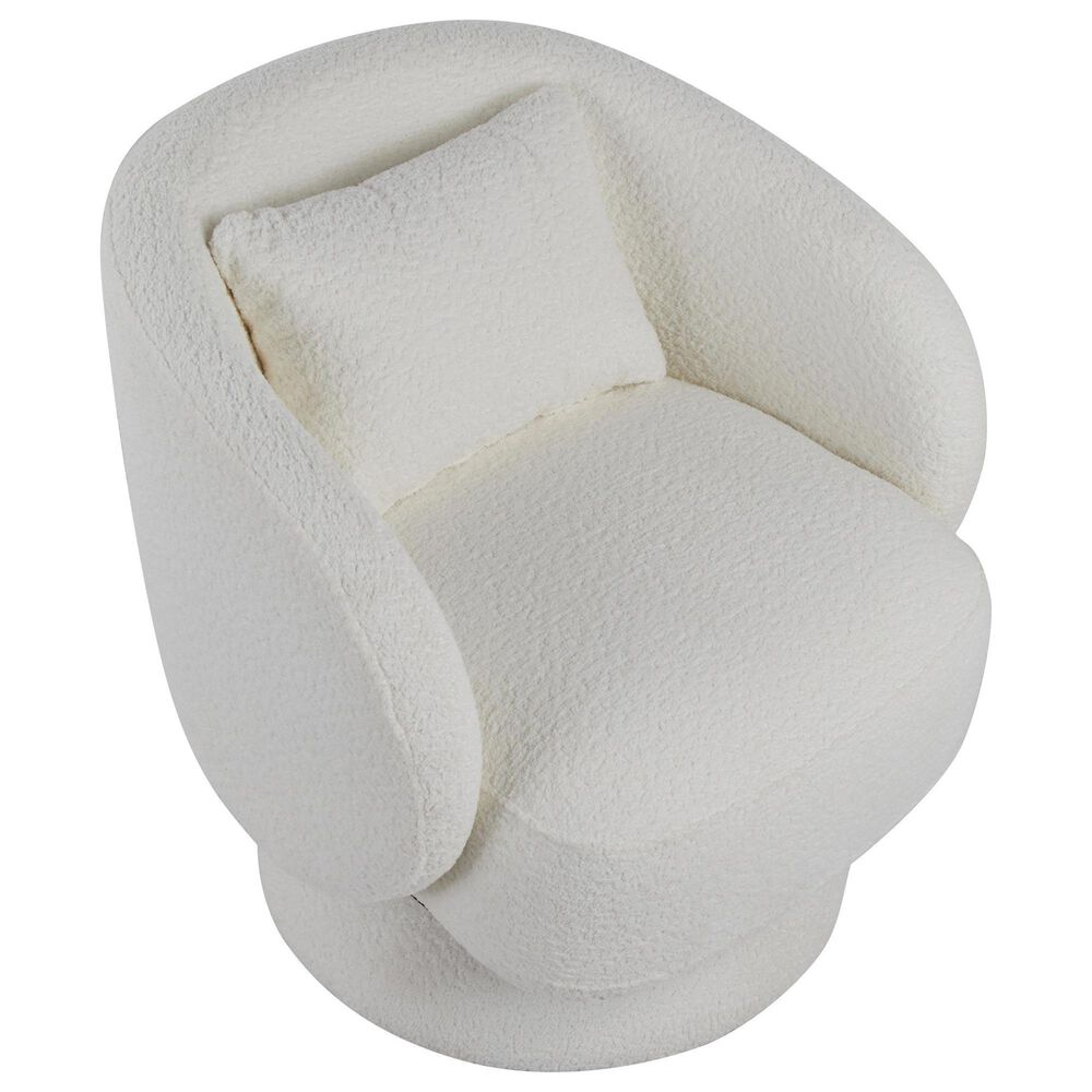 LumiSource Zara Swivel Accent Chair with Pillow in White, , large