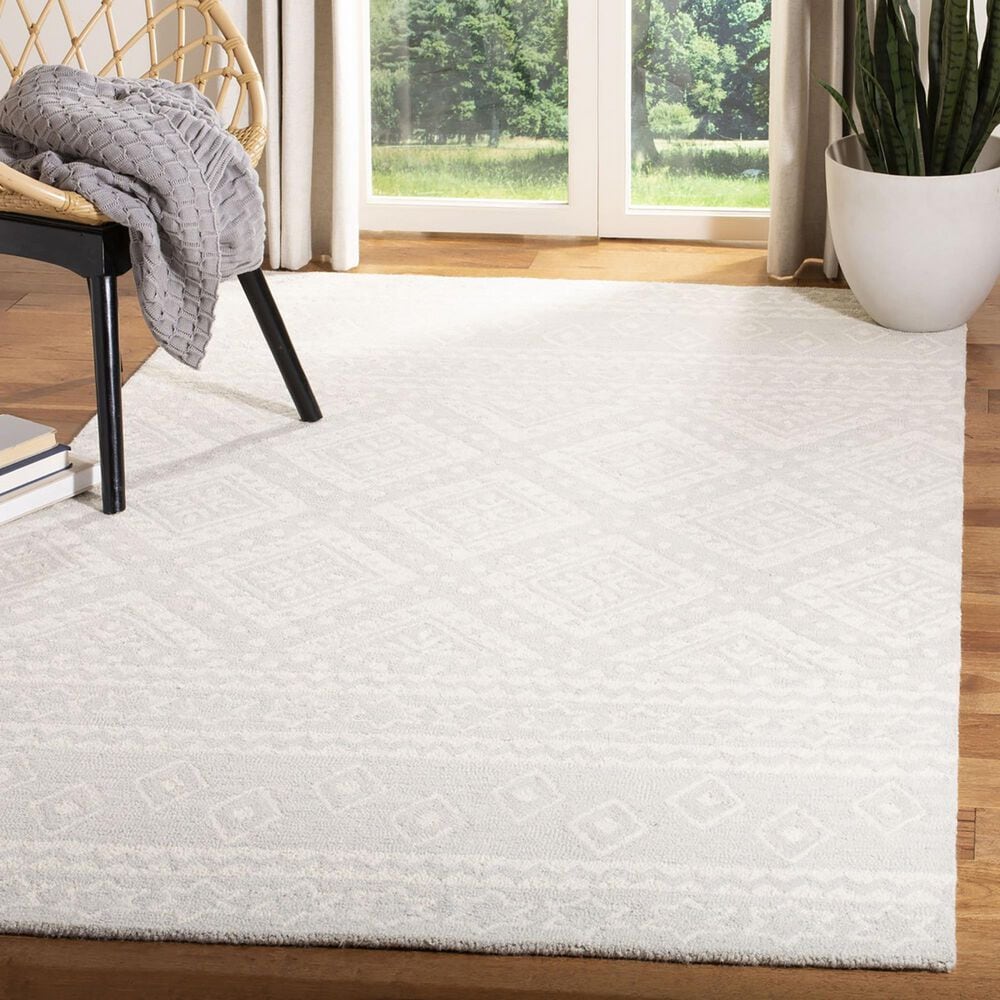 Safavieh Micro-Loop Southwestern 8&#39; x 10&#39; Gray and Ivory Area Rug, , large