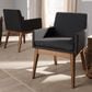Baxton Studio Nexus Arm Chair with Dark Grey Cushion in Walnut Brown (Set of 2), , large