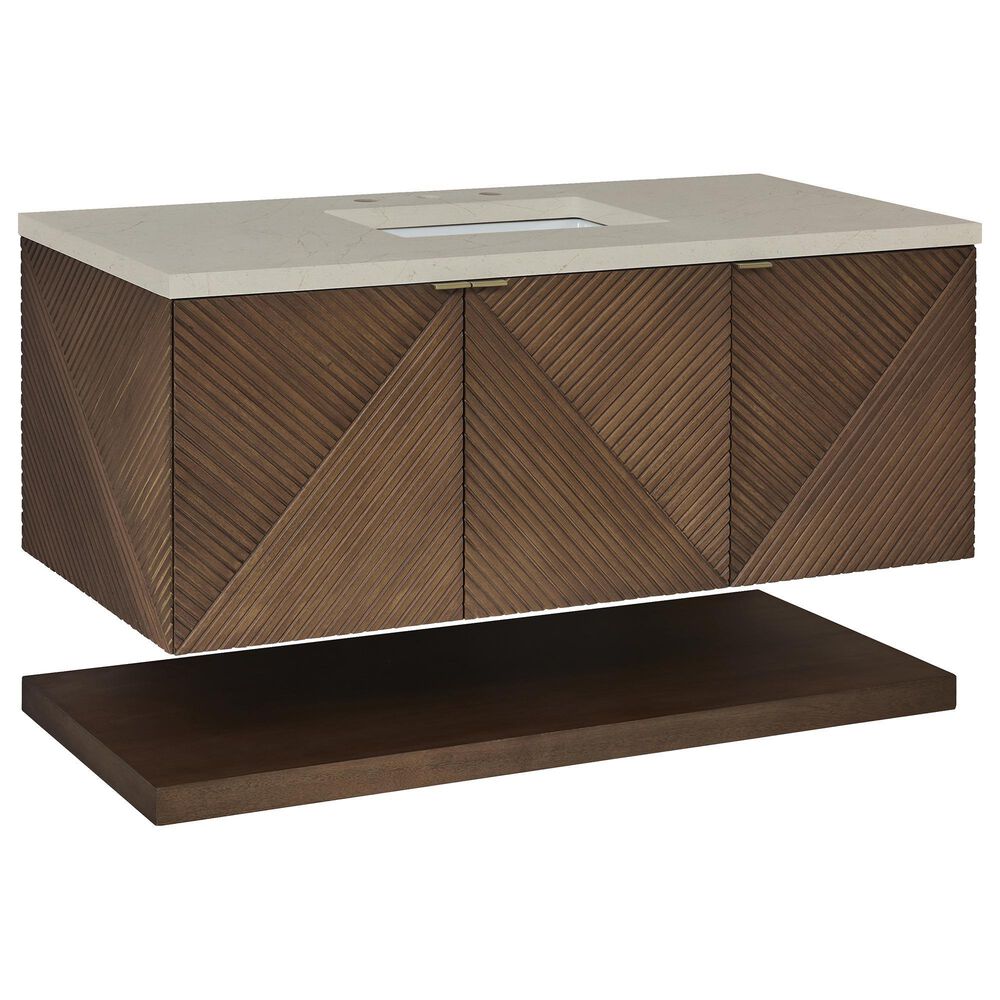 James Martin Vanities Marcello 48" Single Bathroom Vanity in Chestnut with 3 cm Eternal Marfil Quartz Top and Rectangular Sink, , large