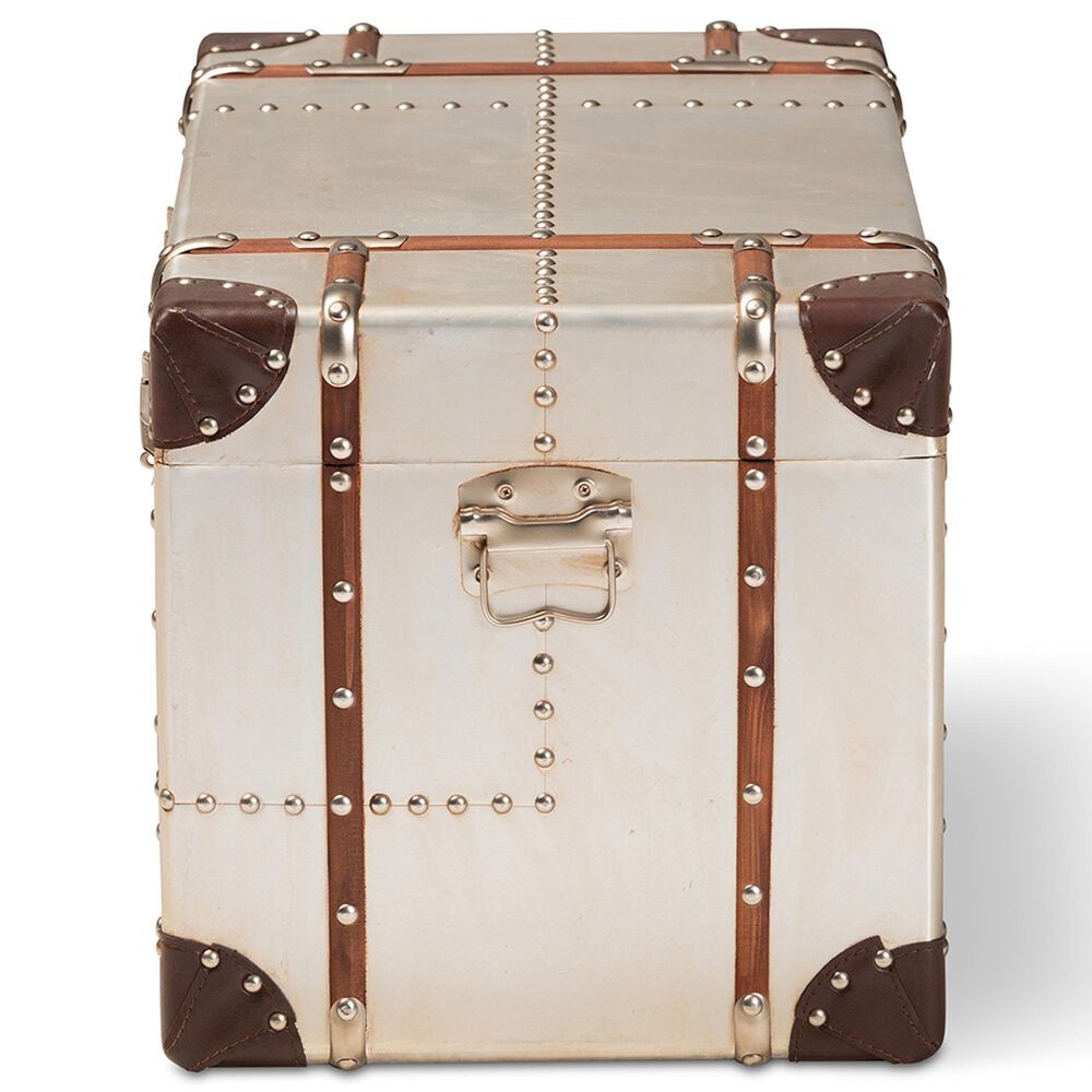 Baxton Studio Bechet Storage Trunk in Silver, , large