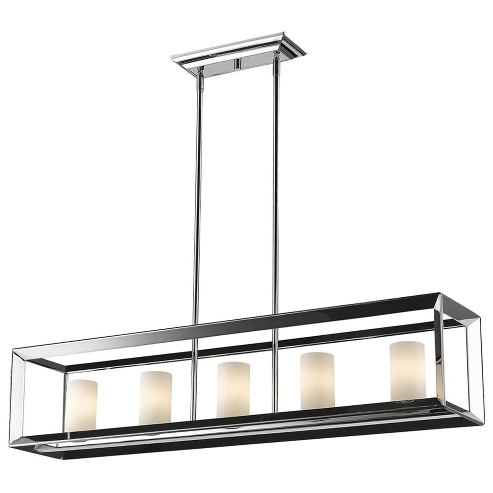 Golden Lighting Smyth 5-Light Linear Pendant in Chrome with Opal Glass, , large