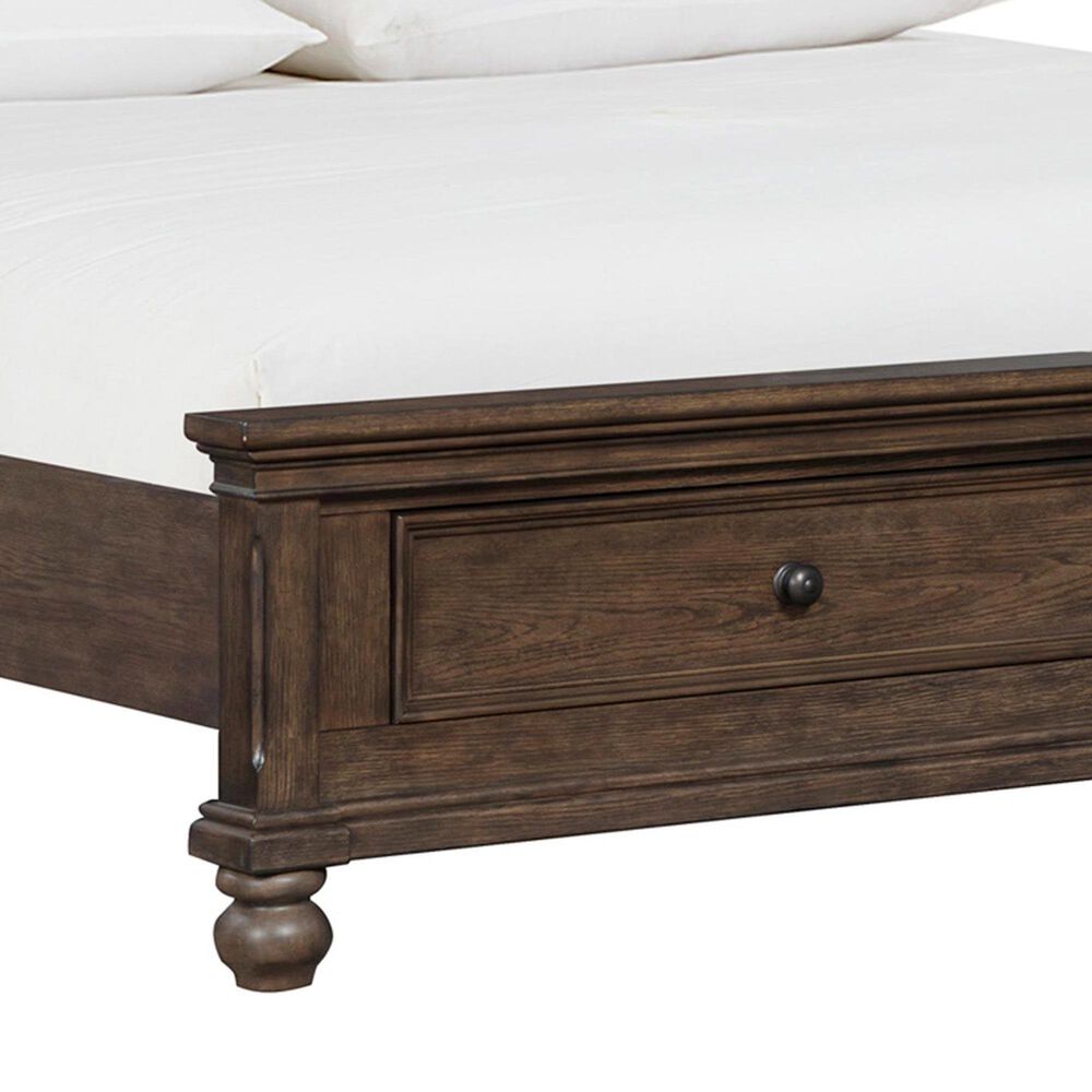 Riva Ridge Oxford Queen Sleigh Storage Bed in Cocoa with USB Ports, , large