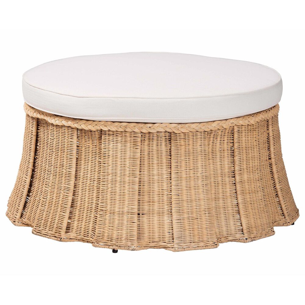 bali & pari Ying Large Round Ottoman in Neutral, , large