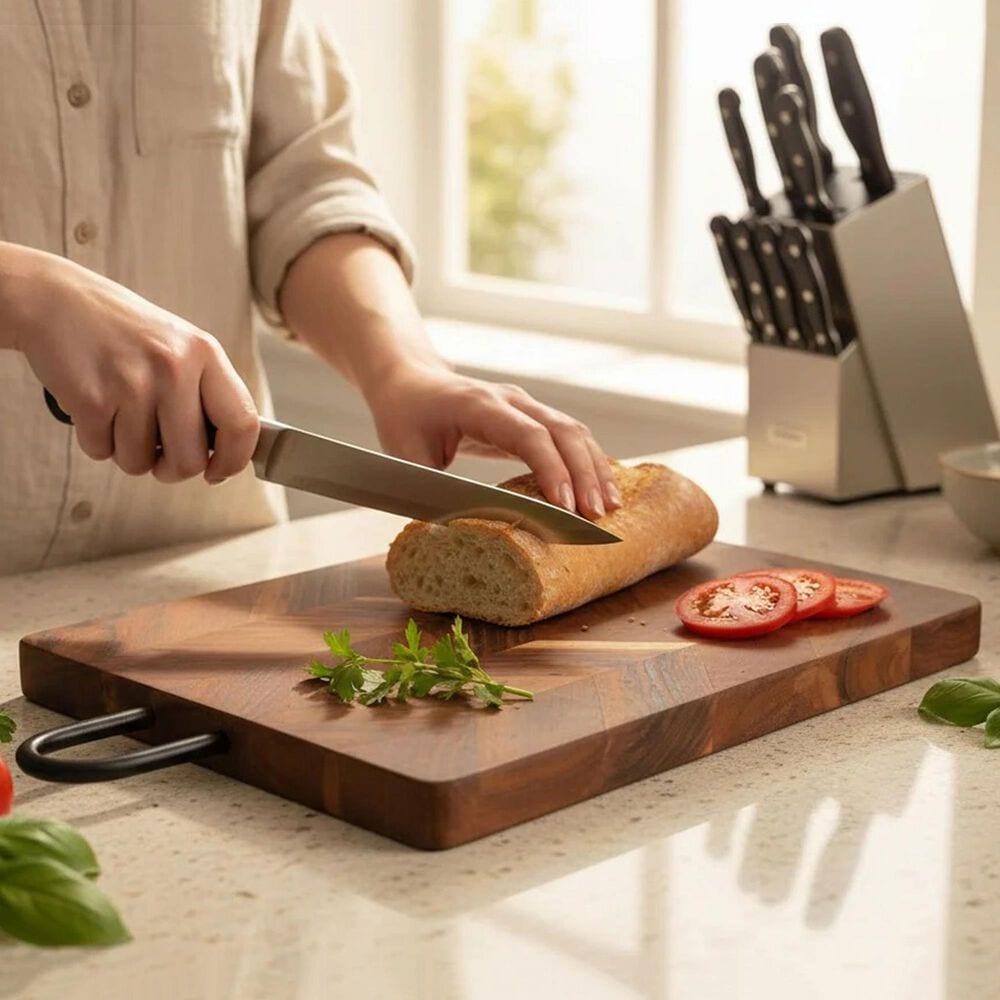 Housewares International 15" x 10" Rectangular Board with Handle in Brown, , large
