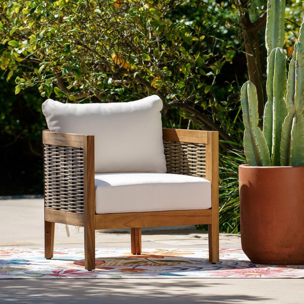 Linon Home Decor Chaddsley Patio Arm Chair in Beige, , large