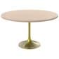Leisuremod LeisureMod Verve Collection 48 Round Dining Table, Brushed Gold Base with Light Natural Wood MDF Top, , large