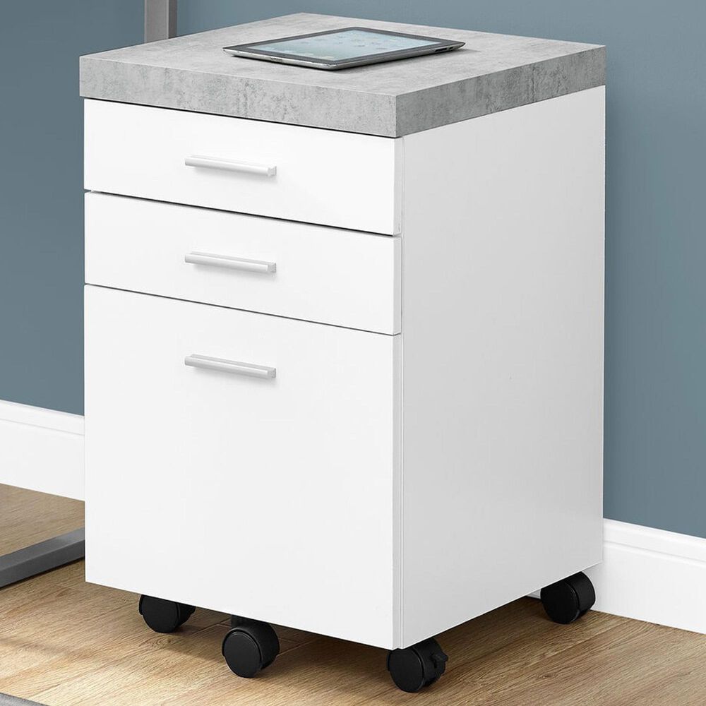 Monarch Specialties 3-Drawer Filling Cabinet in White, Grey and Black, , large