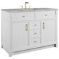 James Martin Bellshire 48" Single Bathroom Vanity in Bright White with 3 cm Victorian Silver Silestone Top, Rectangular Sink and FreePower Wireless Charger, , large